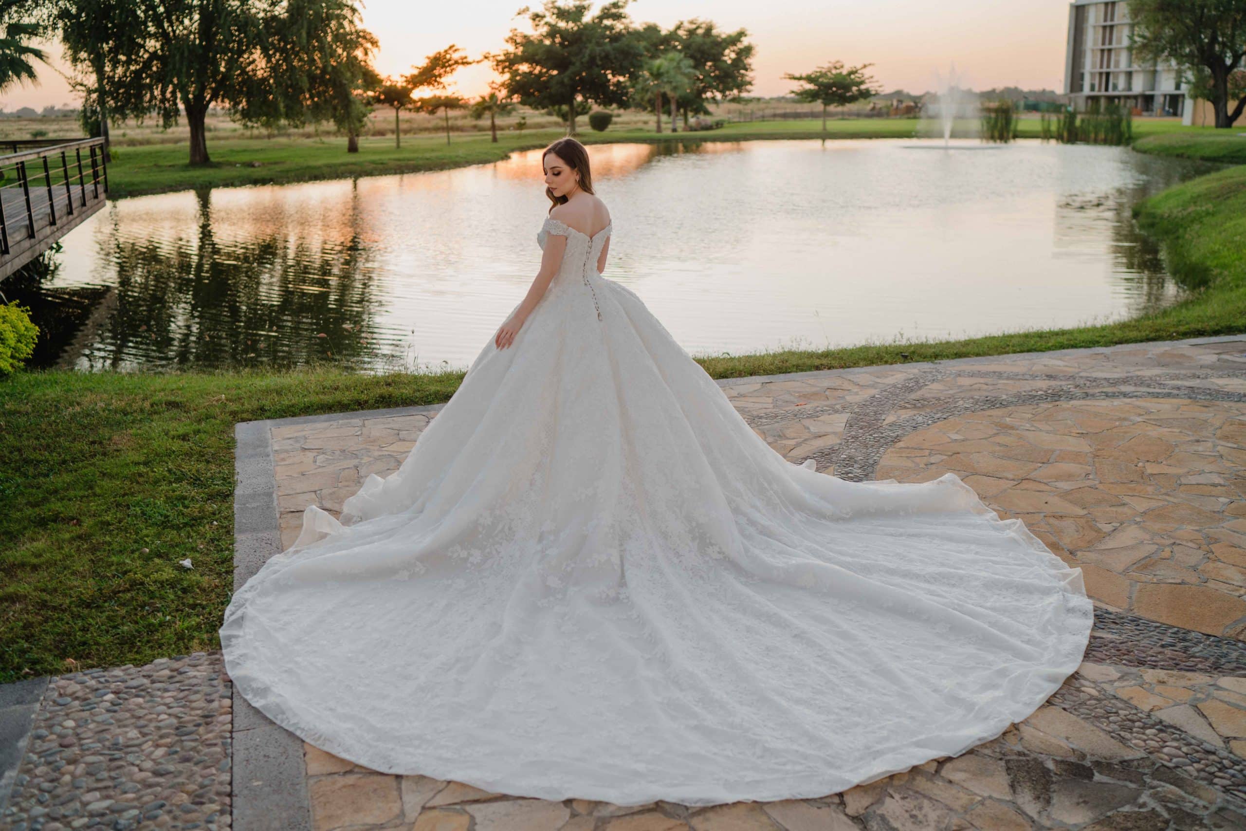 VESTIDOS DE NOVIA BRILLANTES CON VELO LARGO 