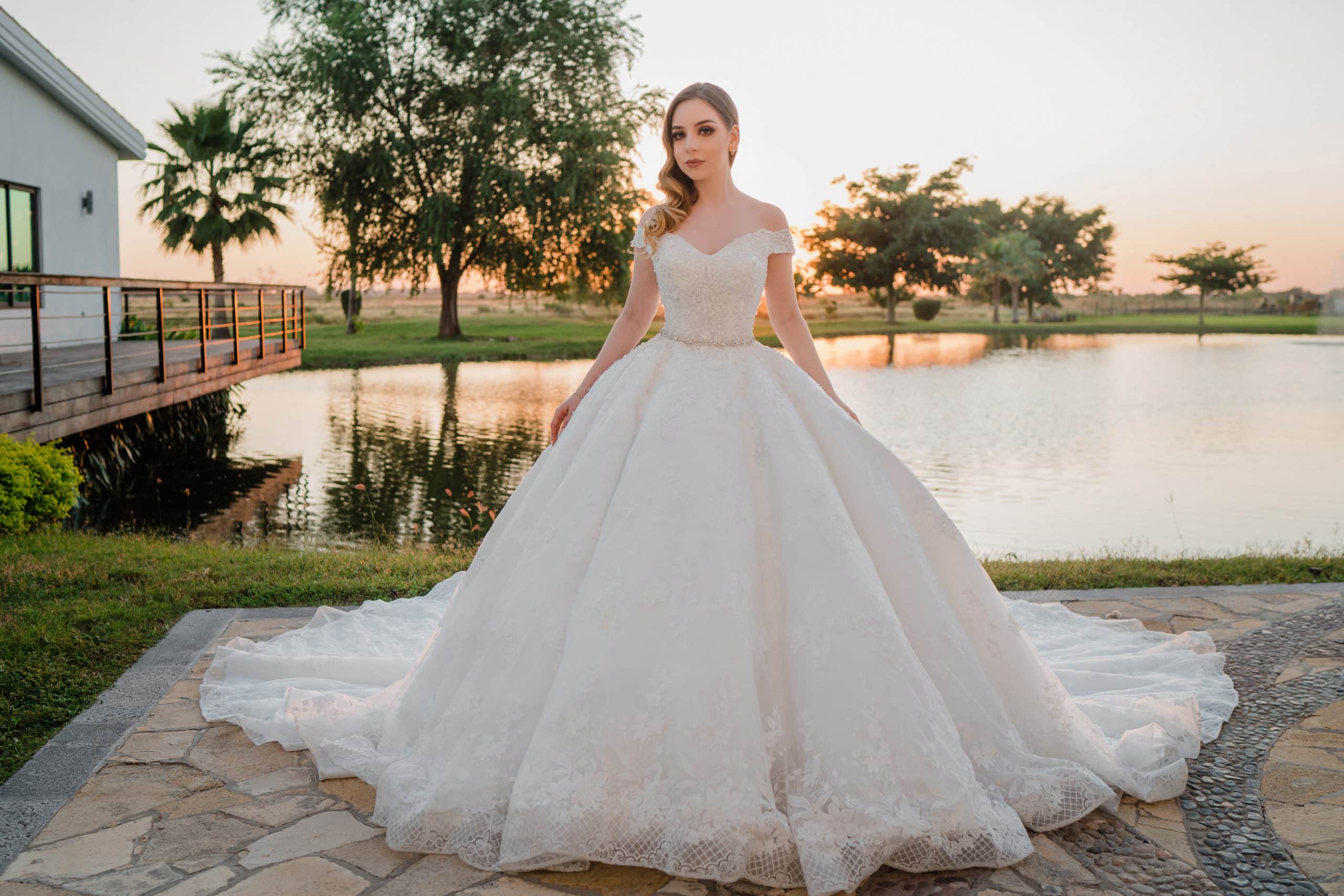 VESTIDOS DE NOVIA BRILLANTES CON VELO LARGO 