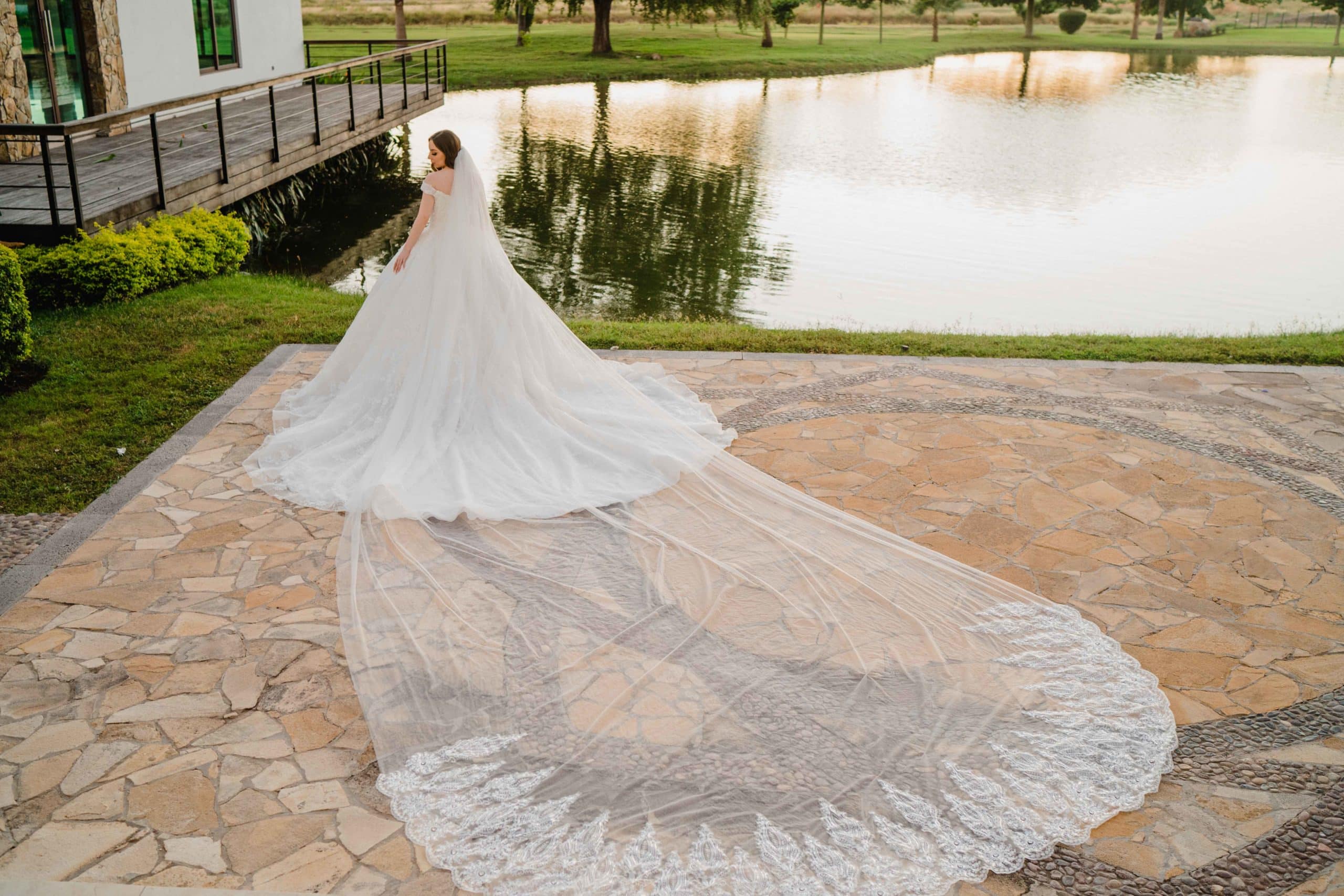 VESTIDOS DE NOVIA BRILLANTES CON VELO LARGO 