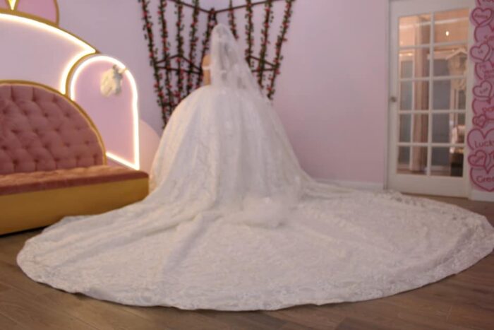 Admira este bello vestido de novia corte princesa con encaje bordado - Image 5
