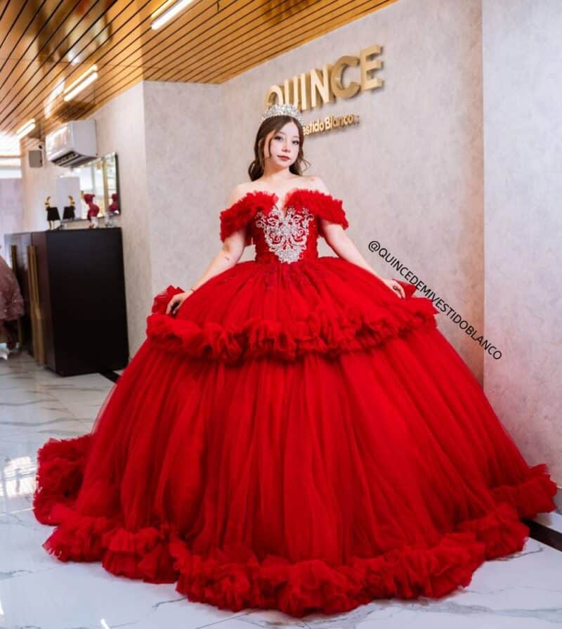 Vestido de Quinceañera Rojo Espectacular 🌹